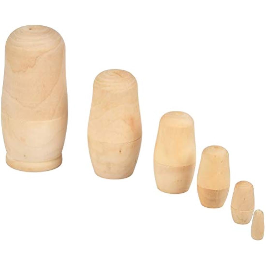 Jolof Store Unpainted Wooden Nesting Dolls – 6 Piece DIY Matryoshka Set