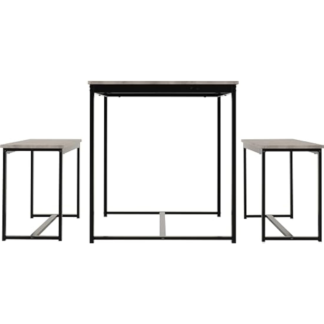 Seconique Lincoln 3 Piece Dining Bench Set | Stone Effect & Black
