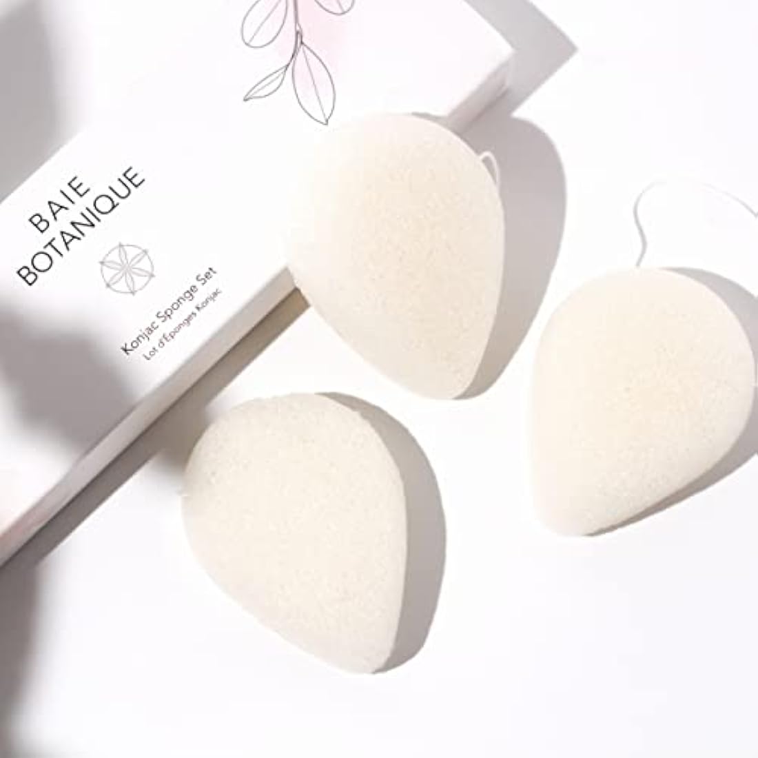 Baie Botanique Teardrop Konjac Sponge | Natural Facial Cleansing Set of 3