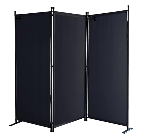 Jolof Store 3-Part Room Divider | 170x165cm Black Fabric Privacy Screen
