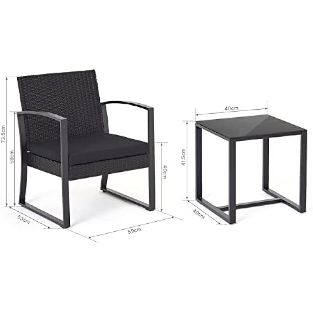 Mondeer 3 Piece Rattan Patio Bistro Set – 2 Seater Garden Furniture