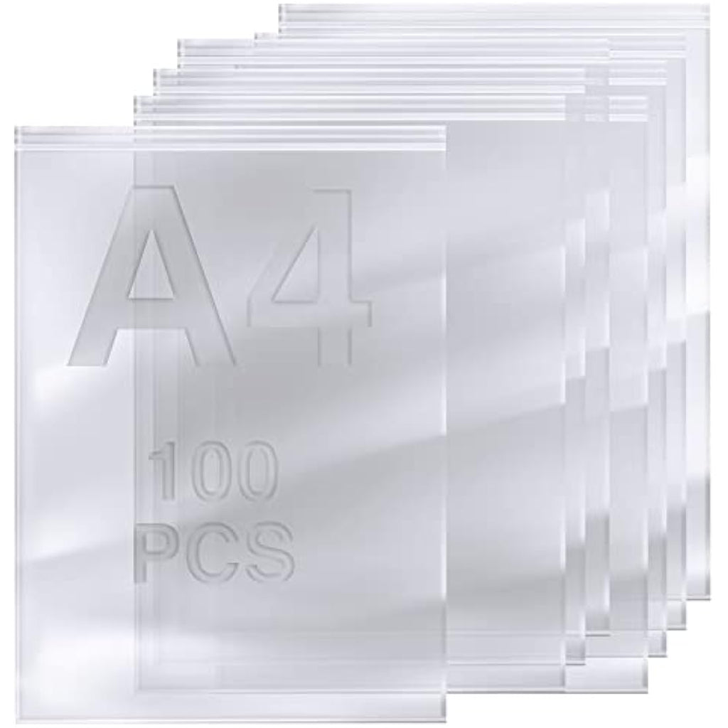 Sabco A4 Grip Seal Bags - 100 Clear Resealable Zip Lock Plastic Bags