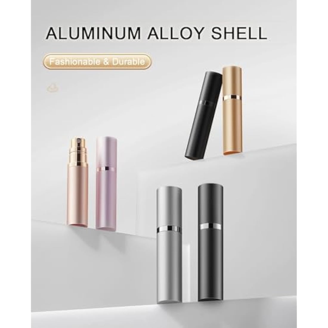 BRARIOS Refillable Perfume Atomiser – 5ml Portable Travel Spray, Gold