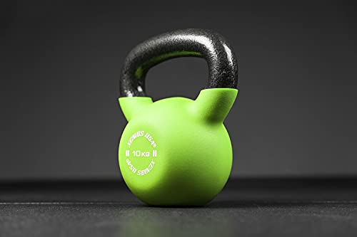 Xenios USA Neoprene Coated Cast Iron Fitness Kettlebell - Green, 10 kg