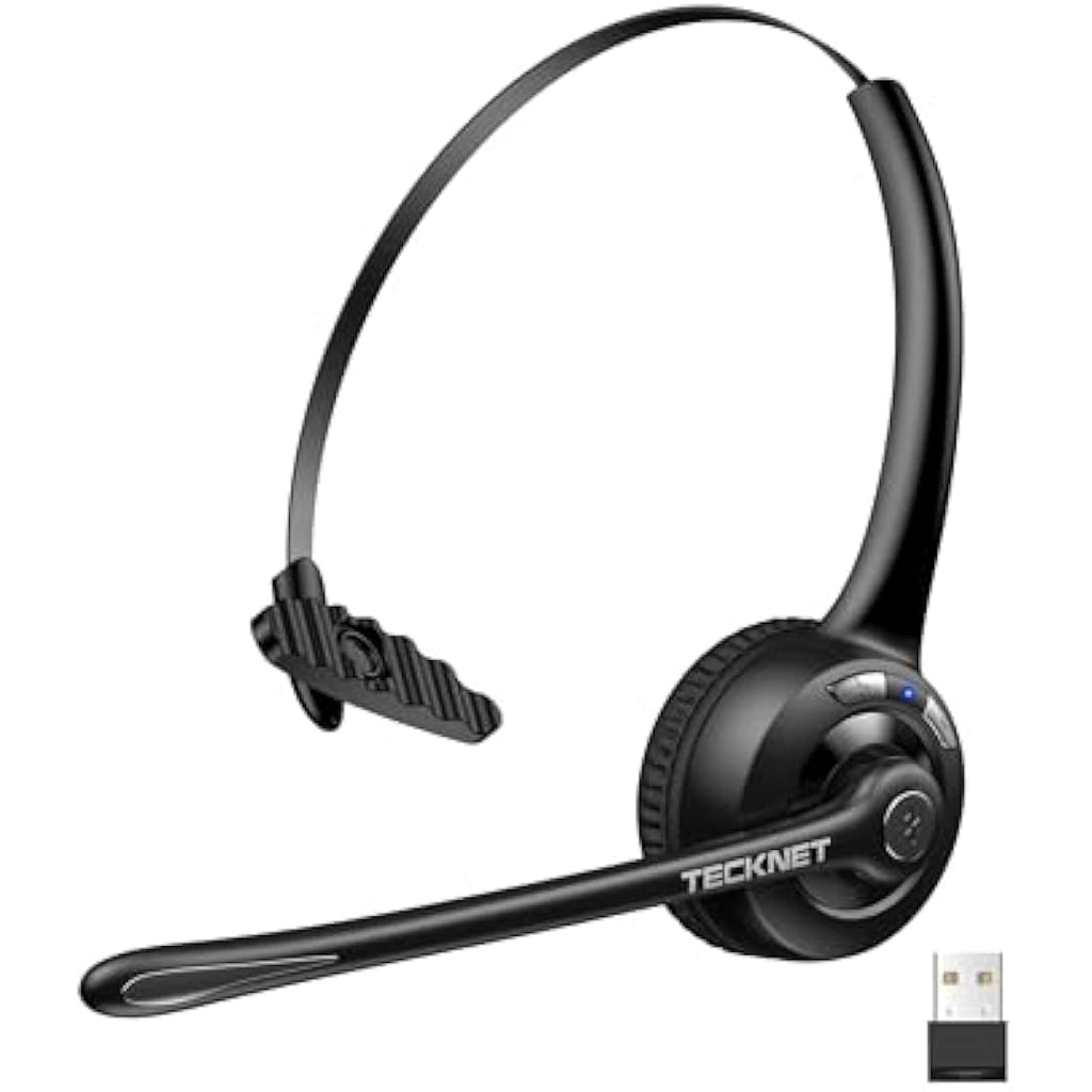 TECKNET Bluetooth Headset – Wireless Noise Cancelling Headphones with USB Dongle