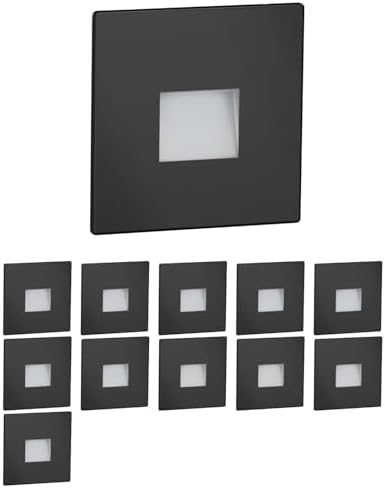 ledscom.de LED Recessed Wall Light – IP65 Waterproof Step Light, Black