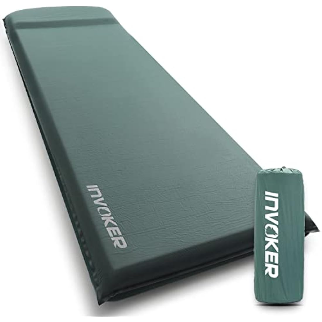 INVOKER Self Inflating Memory Foam Camping Sleeping Mat | Green