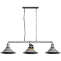 Industrial 3-Light Pendant - Brushed Silver Metal Cone Fixture