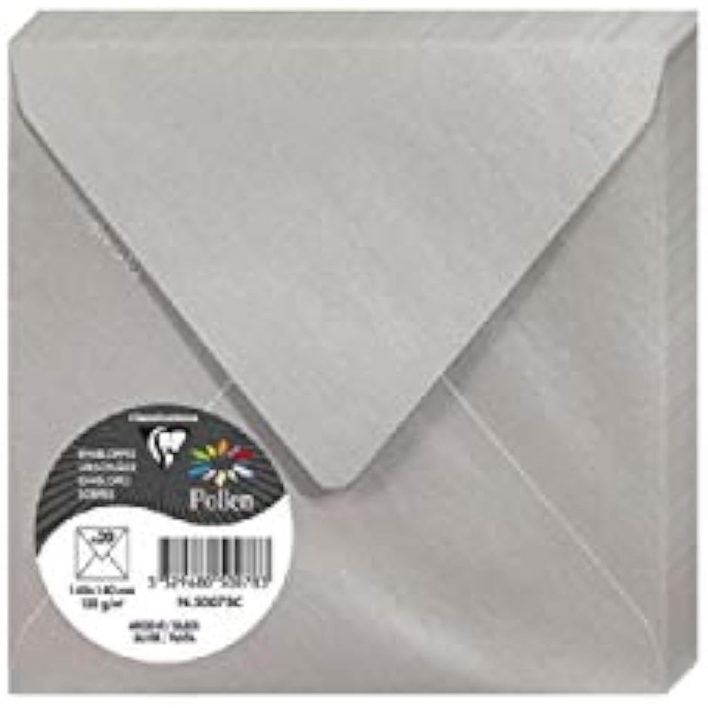Clairefontaine Pollen Iridescent Envelopes - Silver 140x140mm - 20 Pack