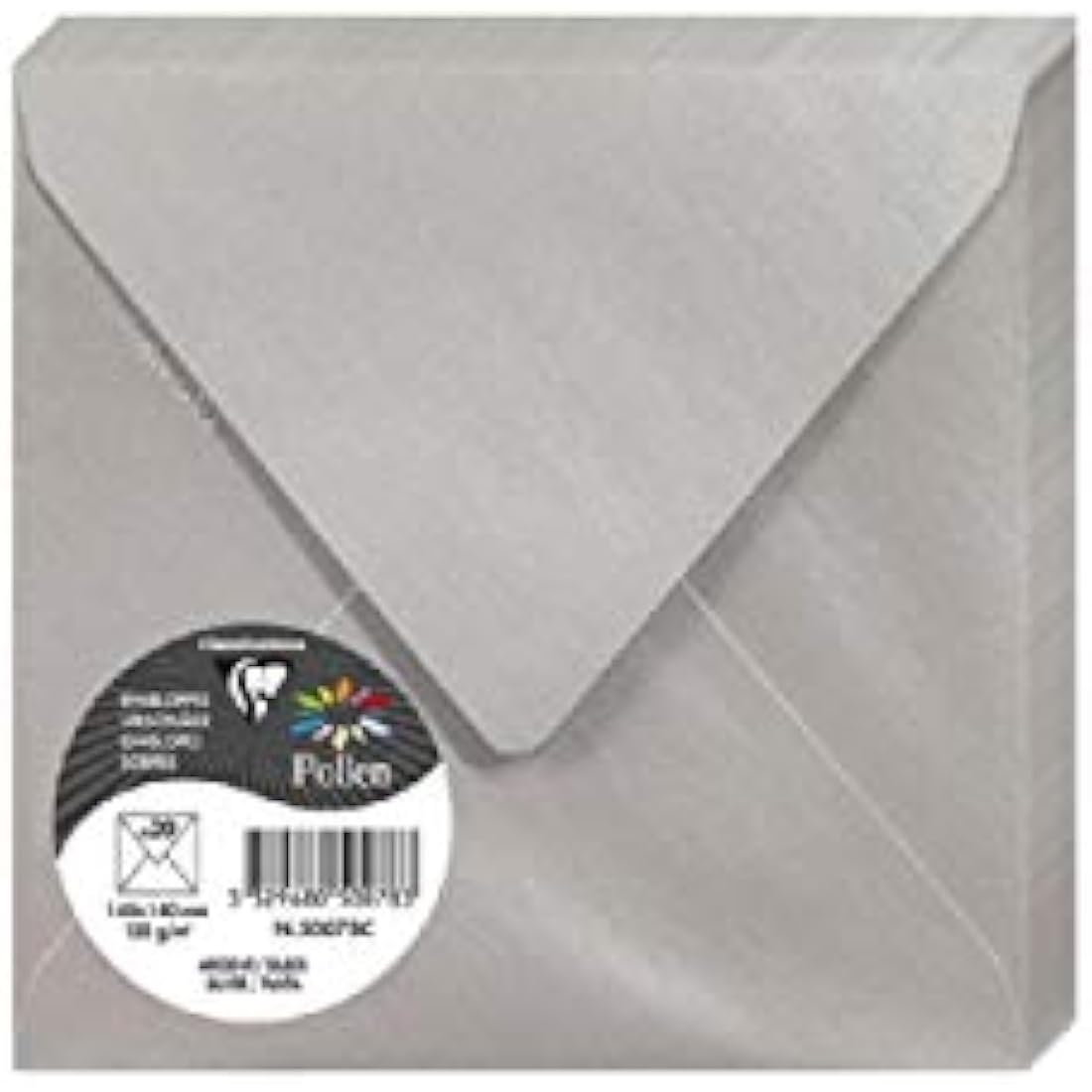 Clairefontaine Pollen Iridescent Envelopes - Silver 140x140mm - 20 Pack