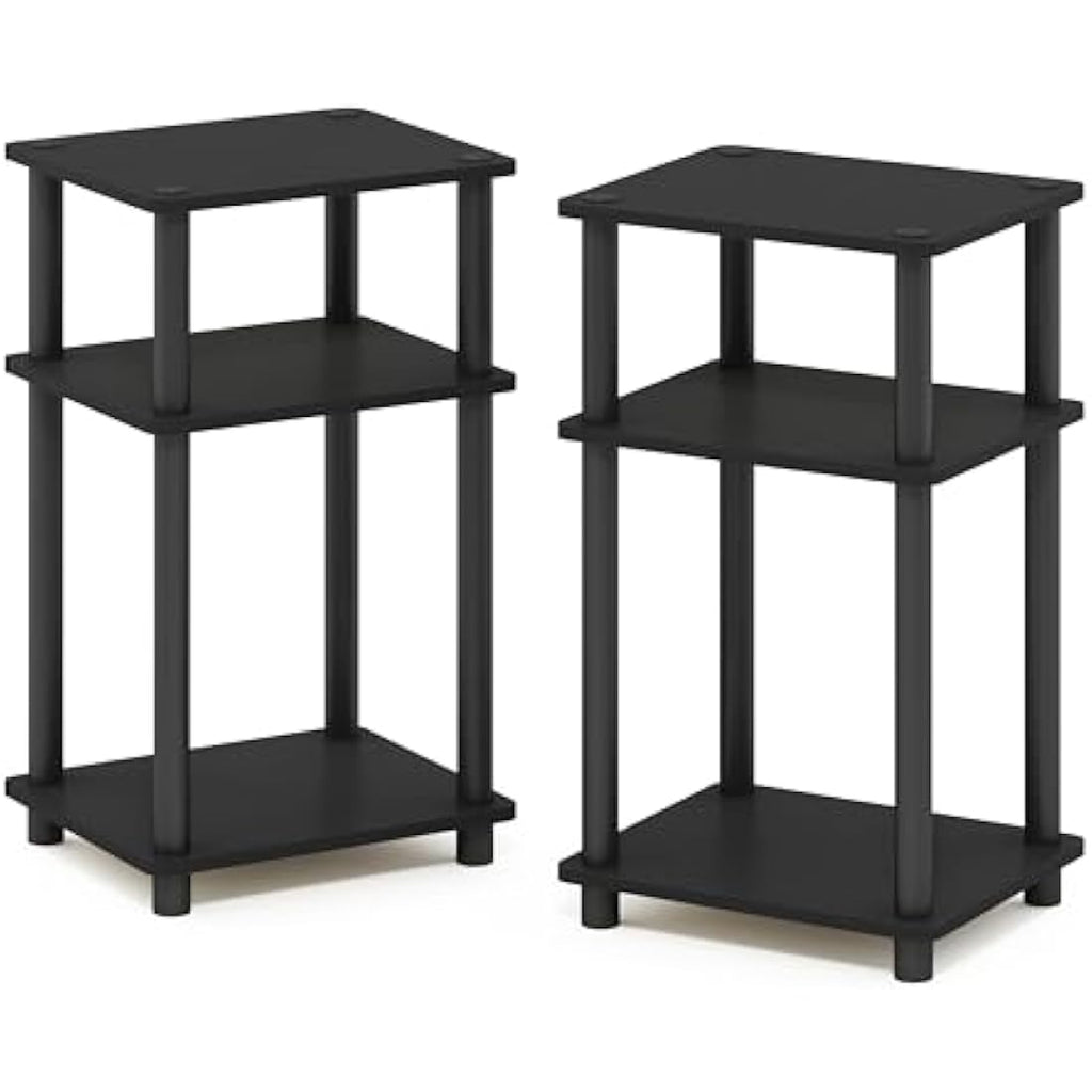 Furinno 3-Tier Turn-N-Tube End Table Set - Compact Side Table, 2-Pack
