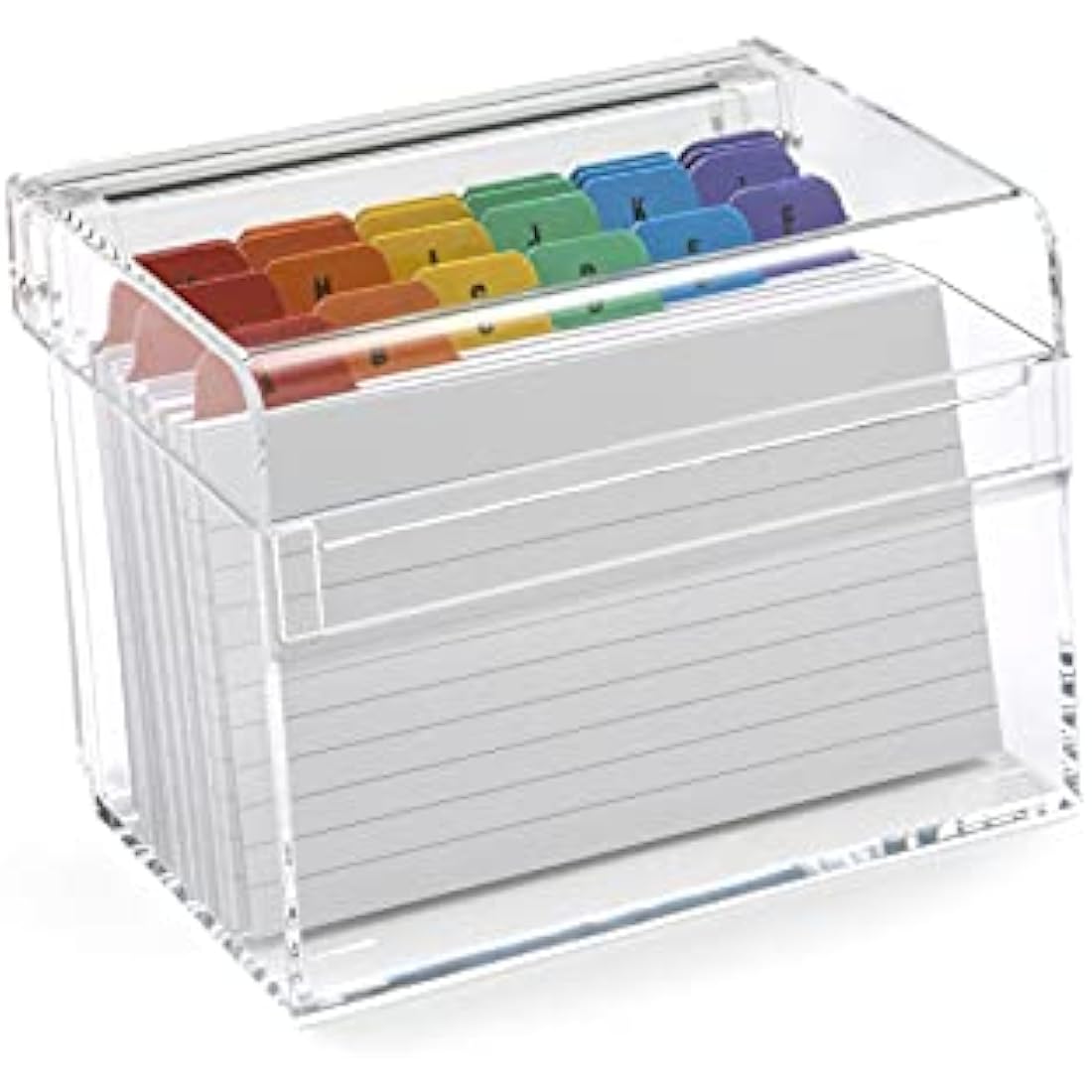 OSCO Clear Acrylic Index Box with A-Z Dividers and 100 Lined Cards