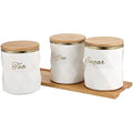 Ceramic Kitchen Canisters – 3pc Airtight Set with Bamboo Tray