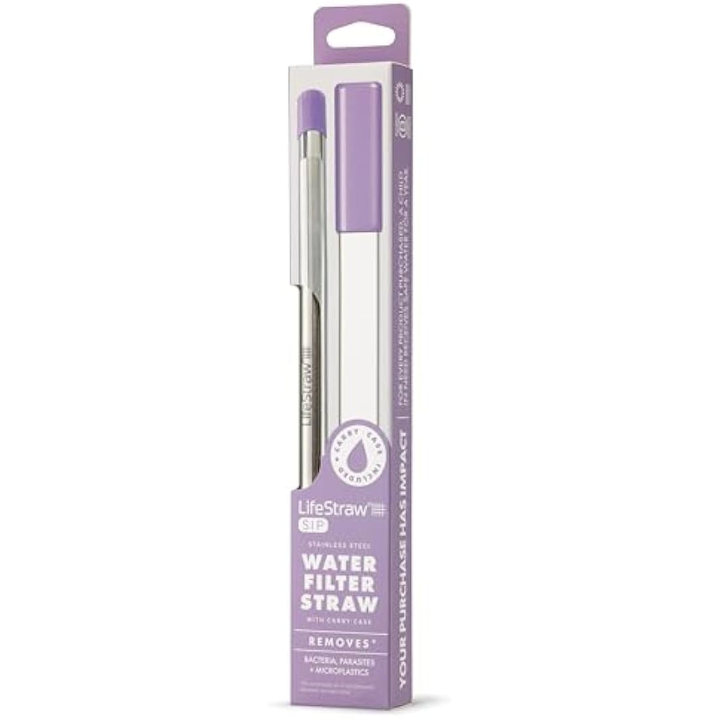 LifeStraw Sip – Stainless Steel Water Filter Straw with Case, Thistle