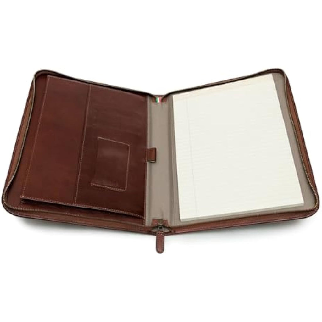 Maruse Italian Leather Portfolio – Zip-Around Laptop & iPad Folio, Brown