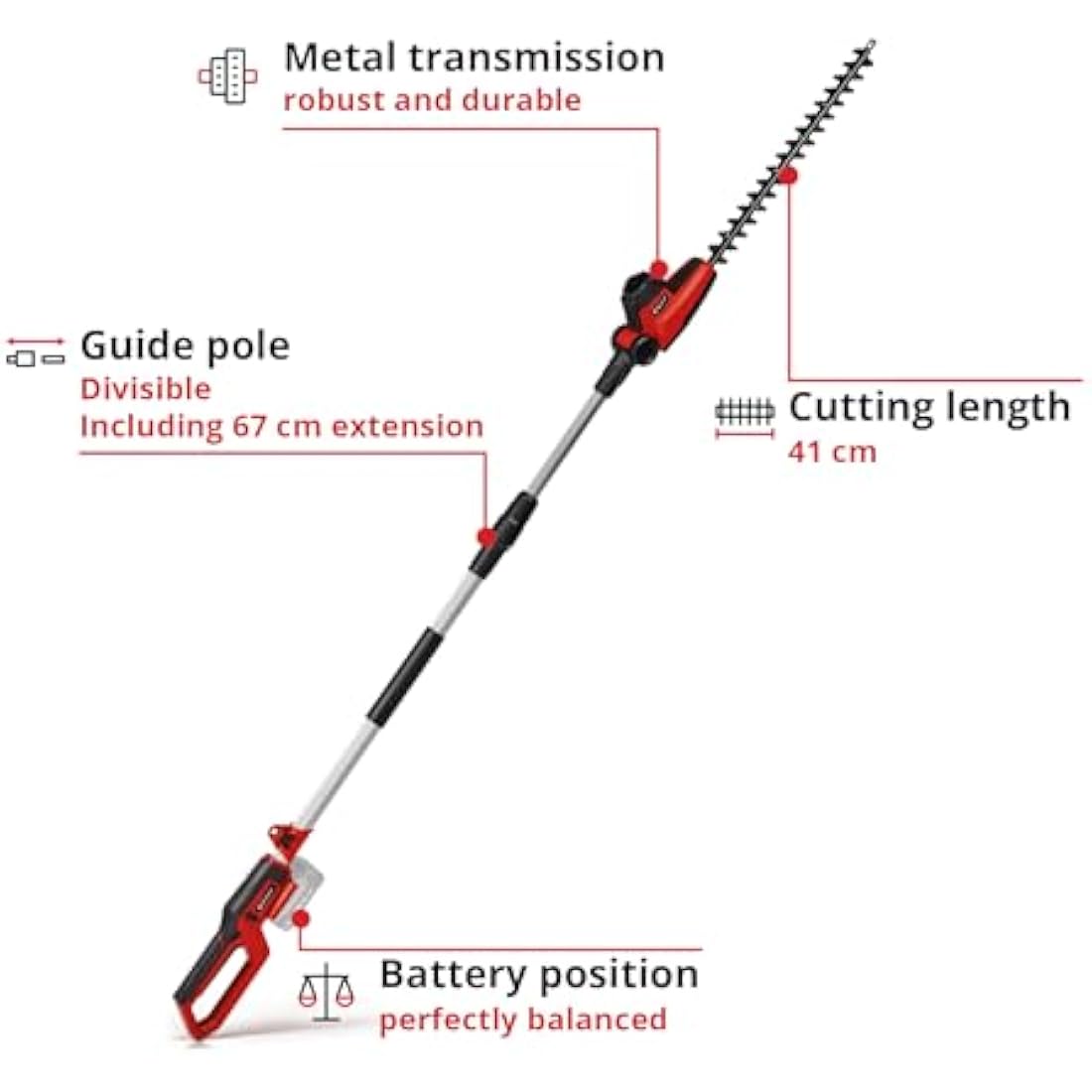 Einhell GC-HH 18/45 Li T-Solo 18V Cordless Hedge Trimmer - Tool Only