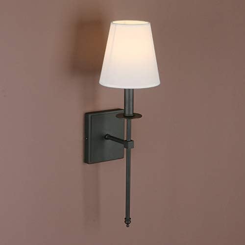Yosoan Vintage Modern Wall Sconce with Linen Shade - Set of 2, Black