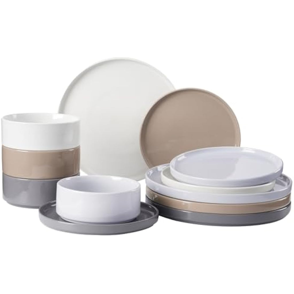 Richmount Nebula 12-Piece Speckled Stoneware Dinnerware Set for 4