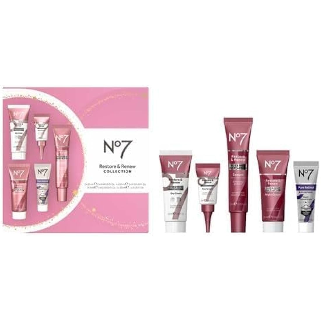 No7 Restore & Renew Collection Gift Set – 5-Piece Anti-Aging Skincare