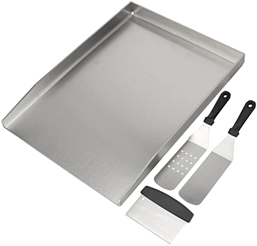 Grihero Stainless Steel Universal Griddle Plate | 40x30cm BBQ Plancha Set
