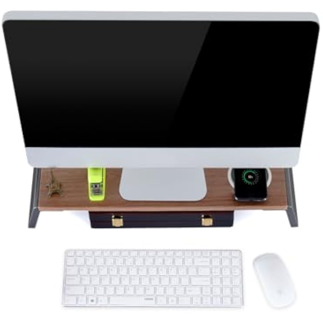 ThingyClub Monitor Stand Riser | Ergonomic MDF & Aluminum Desk Organizer