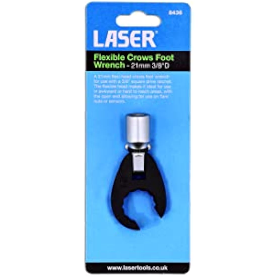 Laser 8436 Flexible Crows Foot Wrench - 21mm 3/8" Drive Hand Tool