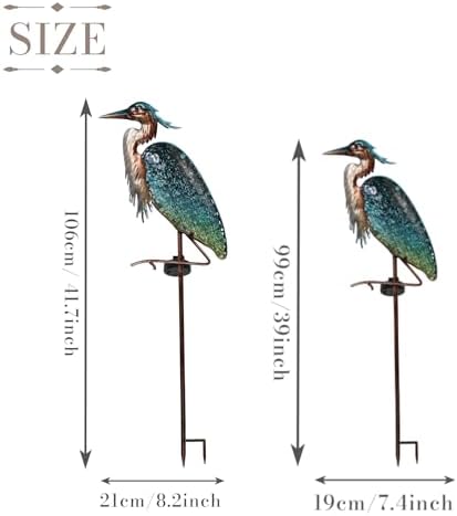 TERESA'S COLLECTIONS Blue Heron Solar Stake Light | Metal Garden Decor