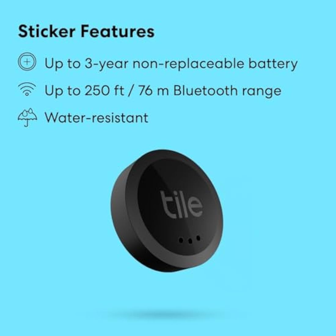 Tile Sticker (2022) Bluetooth Item Finder – 45m Range, Black
