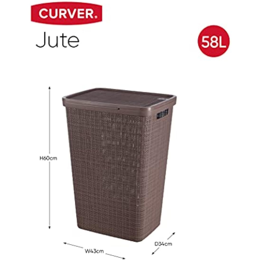 Curver Jute 58L Laundry Hamper – Recycled Woven Storage Basket
