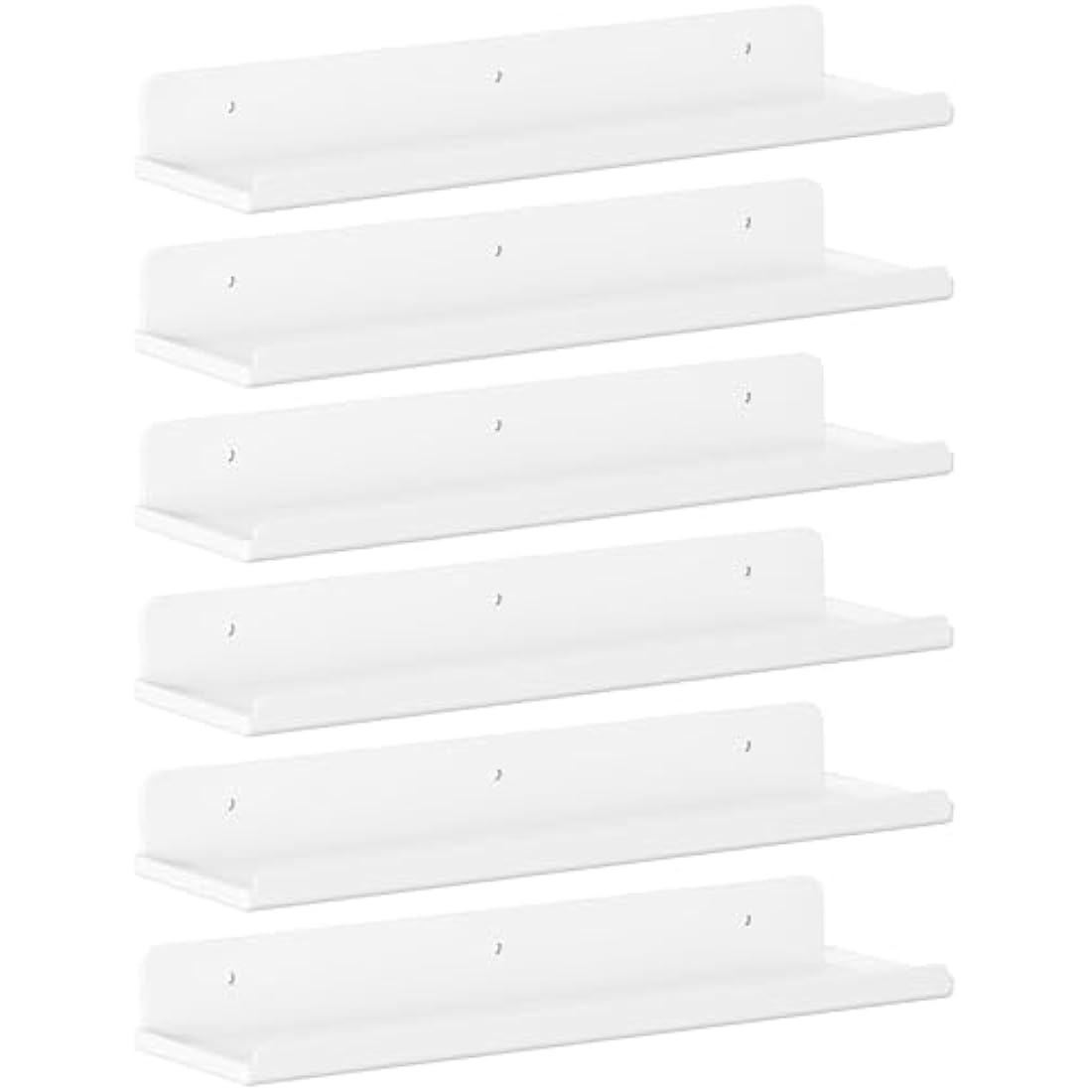 Lifewit White Floating Shelves – 6 Pack 15" Acrylic Wall Storage Ledges