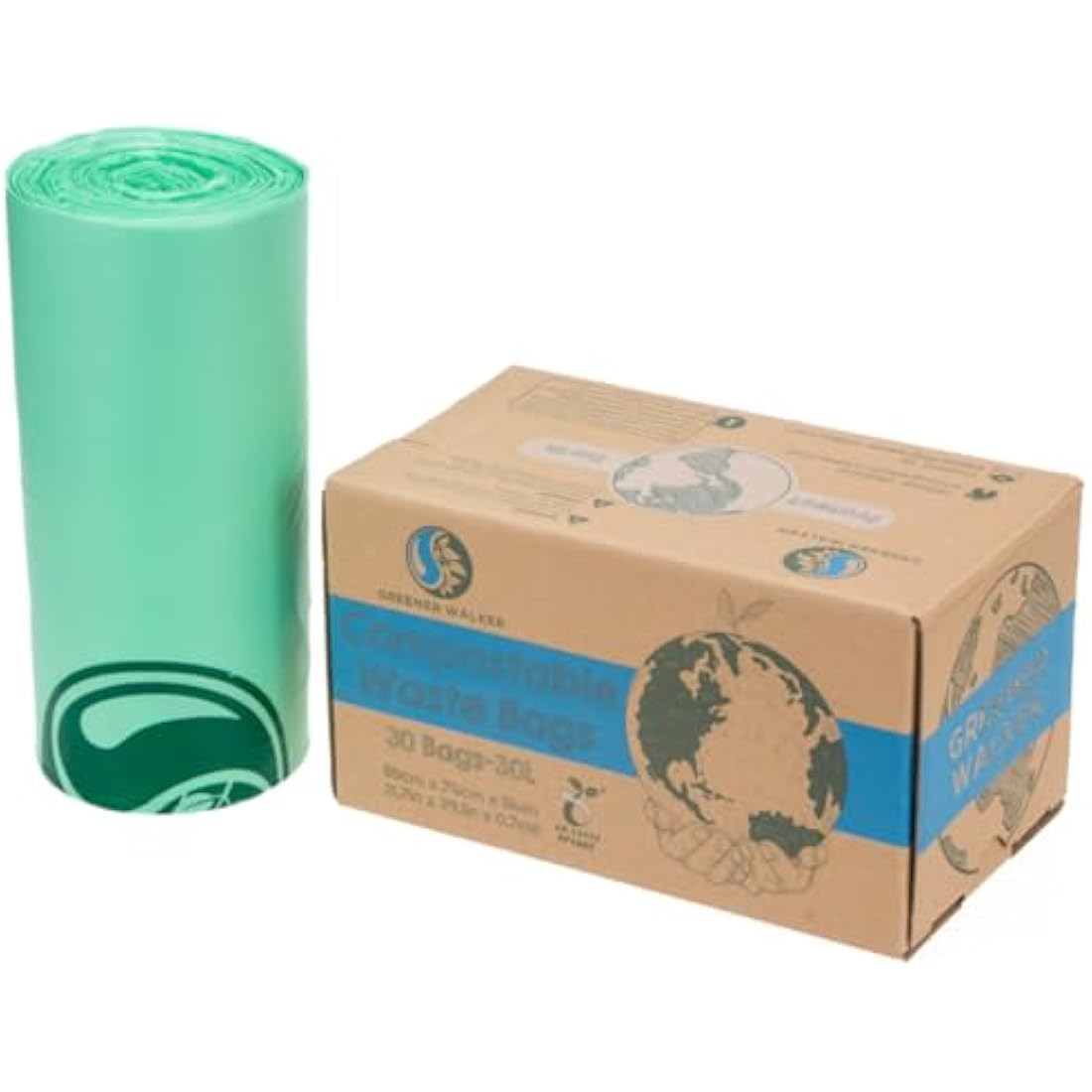 Greener Walker 30L Compostable Bin Liners | 30 Biodegradable Food Waste Bags