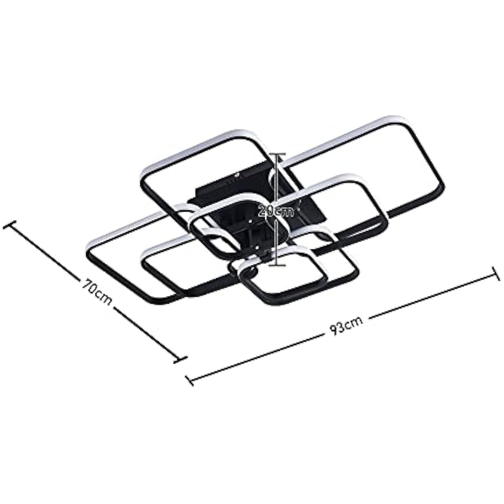 XEMQENER Modern 8-Square LED Ceiling Light | 152W Black Acrylic Chandelier