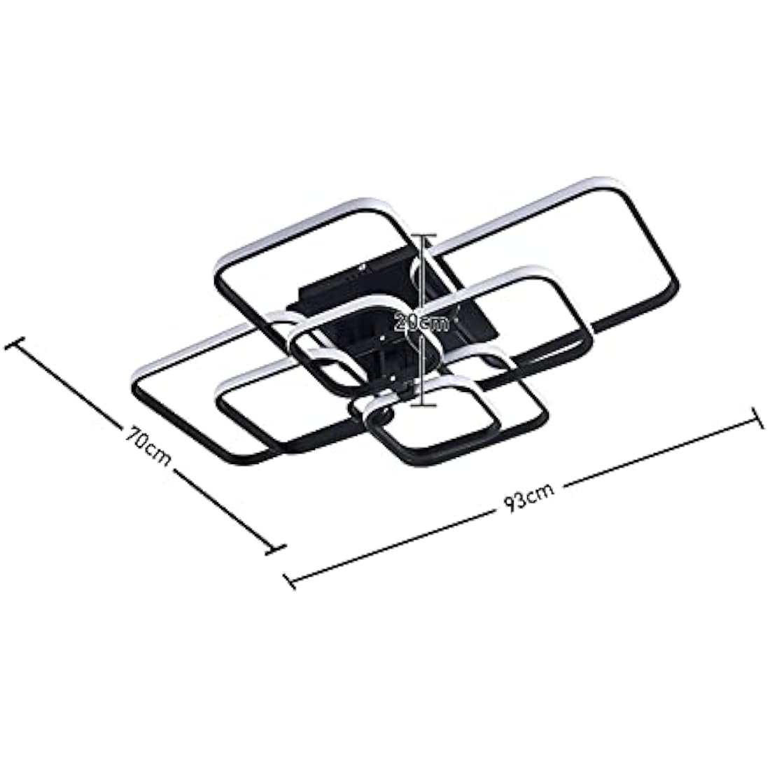 XEMQENER Modern 8-Square LED Ceiling Light | 152W Black Acrylic Chandelier