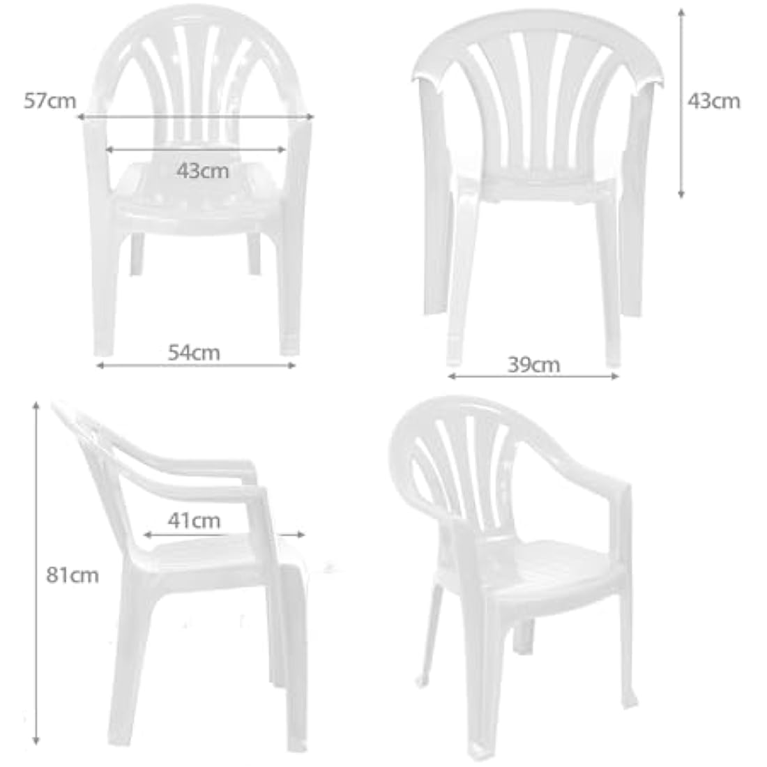 CrazyGadget White Plastic Garden Chair – Stackable Weatherproof Patio Seat