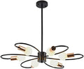 Qcyuui 6-Light Sputnik Chandelier | Black and Gold Industrial Pendant Light