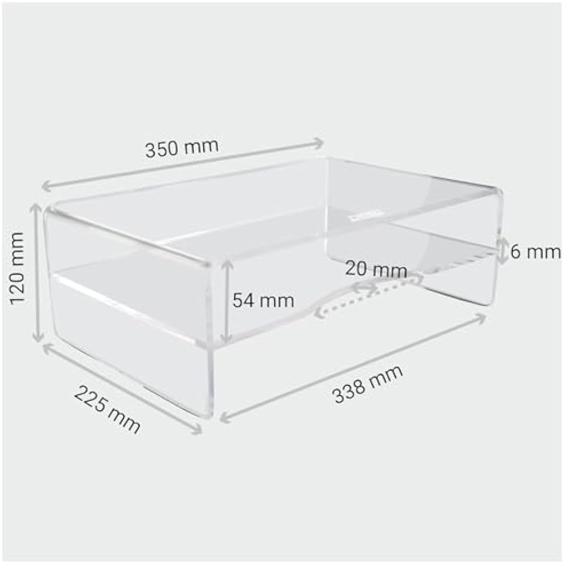 Desq Acrylic Monitor Stand with Letter Tray – Clear Ergonomic Riser