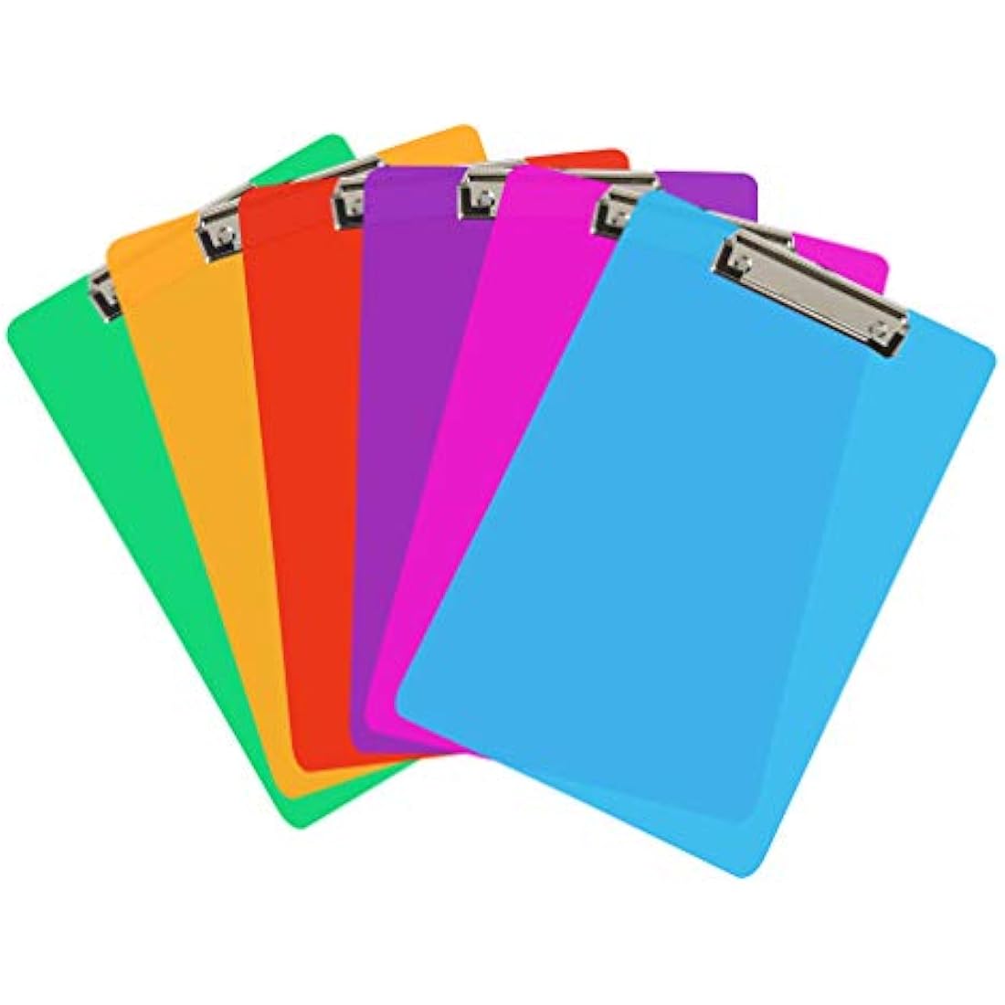 Jolof Store A4 Plastic Clipboards – 6 Pack Multi-Coloured Heavy Duty Set