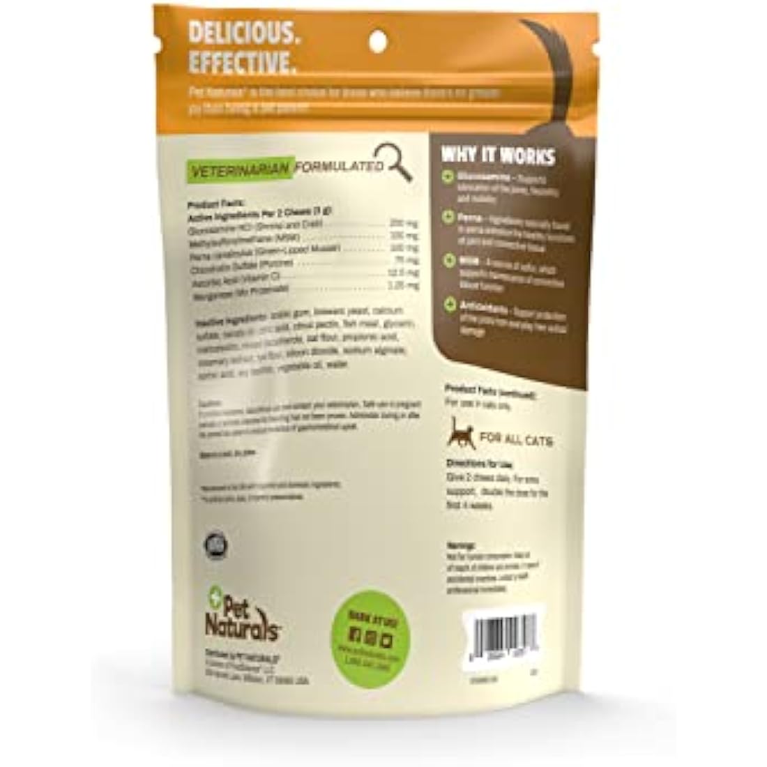 Pet Naturals Hip + Joint Support Supplement for Cats - 30 Chews
