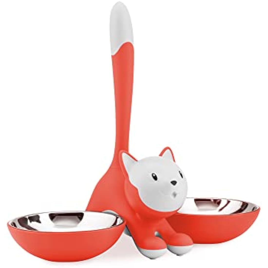 Alessi Tigrito Cat Bowl – Stainless Steel & Resin Pet Feeder, Red Orange