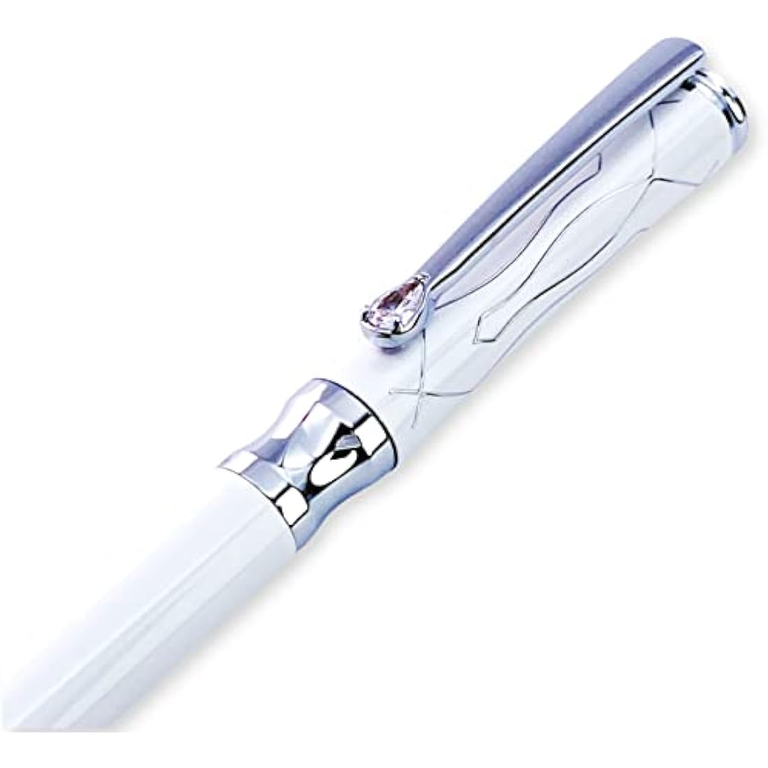 LACHIEVA LUX Pearl White Crystal Executive Ballpoint Pen with Gift Box