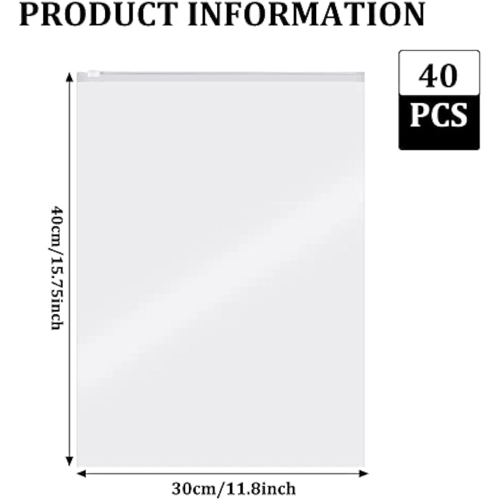 40Pcs Reusable Ziplock Bags | 40x30cm Travel Storage Bags