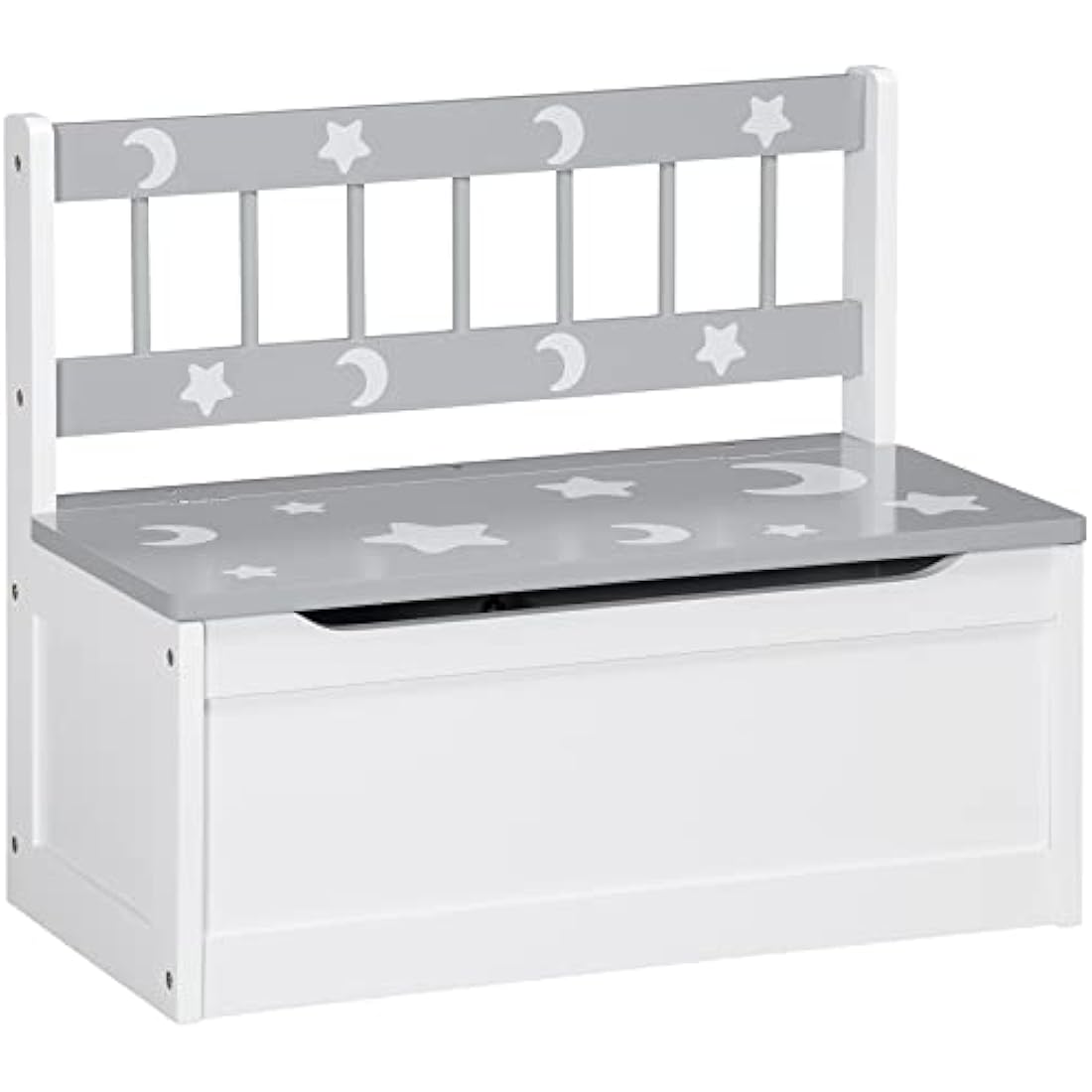 ZONEKIZ 2-in-1 Wooden Toy Box | Kids Storage Bench with Safety Lid - Grey