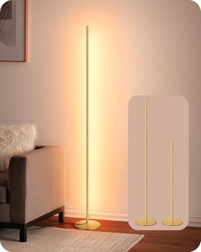 EDISHINE LED Floor Lamp – Dimmable Gold Minimalist Standing Lamp, 146cm