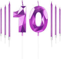 Purple Number 10 Birthday Candles Set for Cakes – 8 Pieces