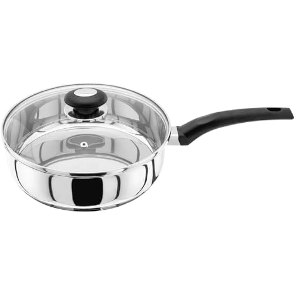 Judge Stainless Steel 24cm Saute Pan | Induction Ready with Glass Lid