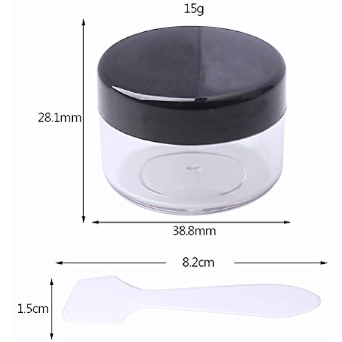 kuou 10-Pack 15ml Empty Plastic Cosmetic Jars with Lids and Spatulas