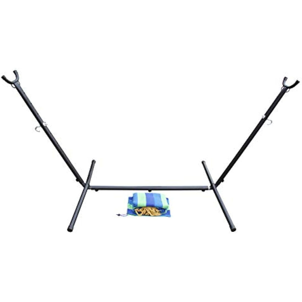 Ross James Double Cotton Hammock with Heavy Duty Metal Stand – Blue
