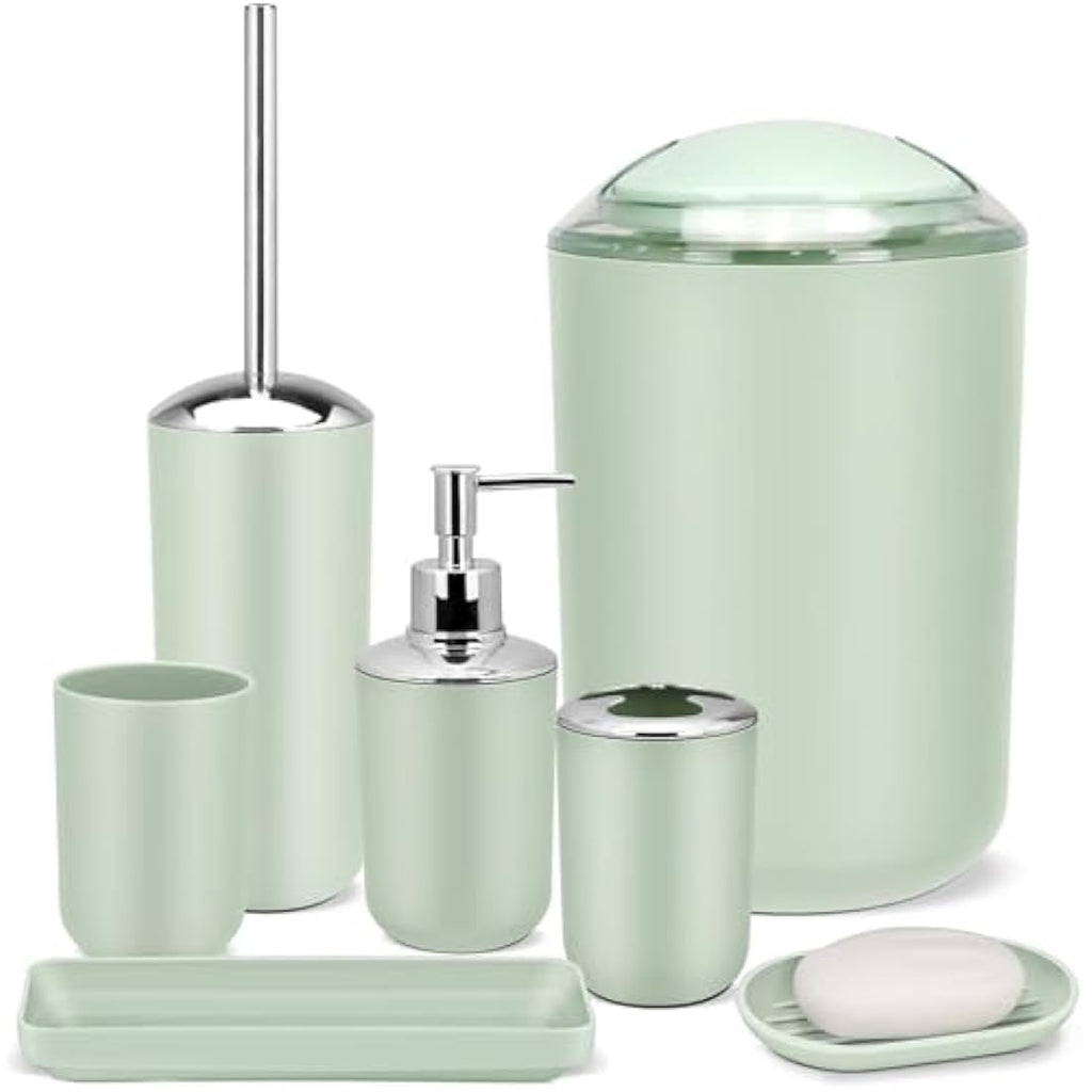 IMAVO 6-Piece Green Bathroom Accessory Set with Trash Can | Jolof Store