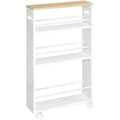 HOOBRO 4-Tier Slim Storage Trolley – Narrow Rolling Kitchen Utility Cart