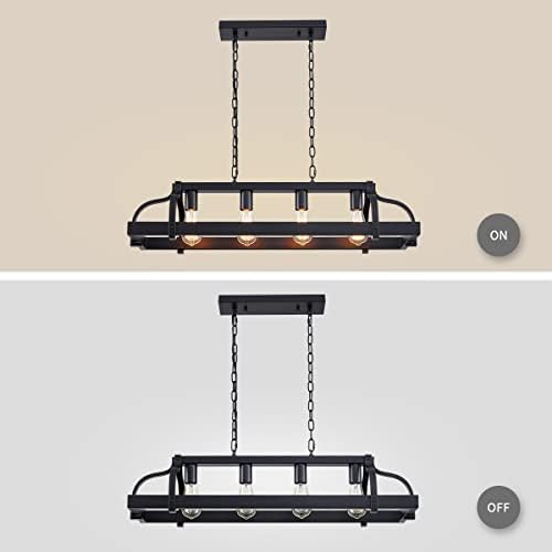 4-Light Pot Rack Chandelier – Rustic Farmhouse Kitchen Island